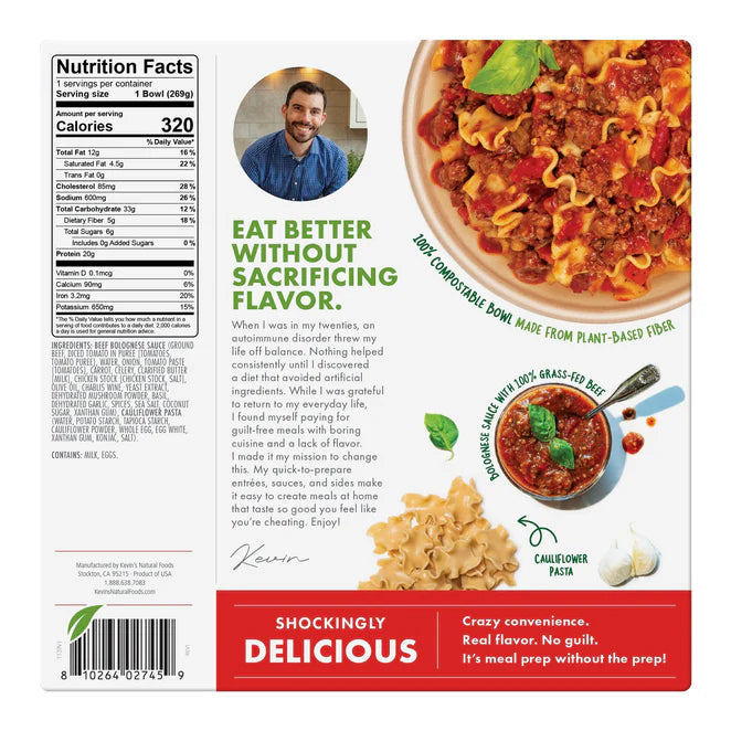 Kevin's Natural Foods Beef Bolognese, 9.5 oz