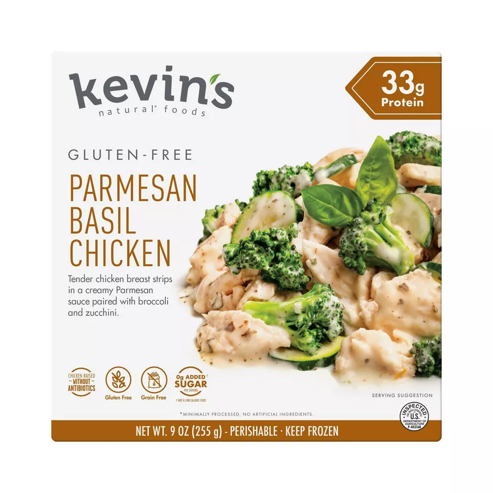 Kevin's Natural Foods Frozen Gluten Free Parmesan Basil Chicken, 9 oz