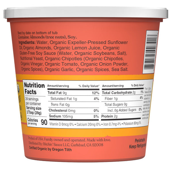 Bitchin' Sauce Organic Almond Dip, Chipotle, 24 oz