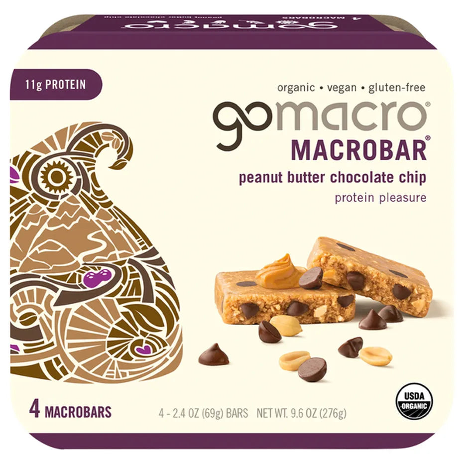 GoMacro Peanut Butter Chocolate Chip Mini Macrobar, 4 Count