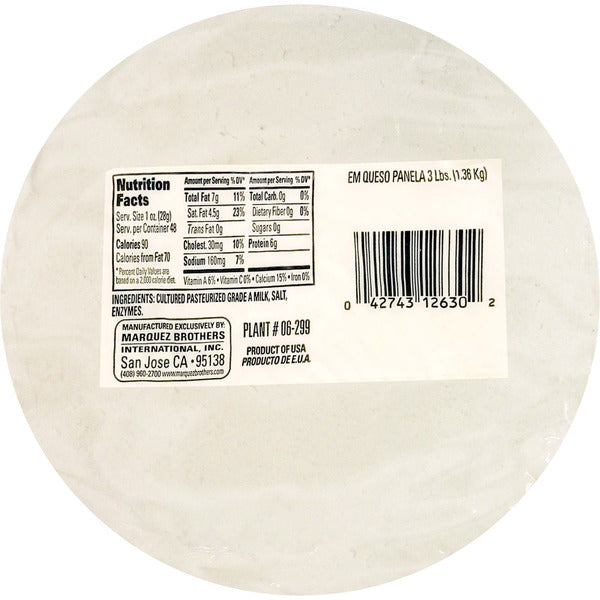 El Mexicano Queso Panela Cheese, 3 lbs