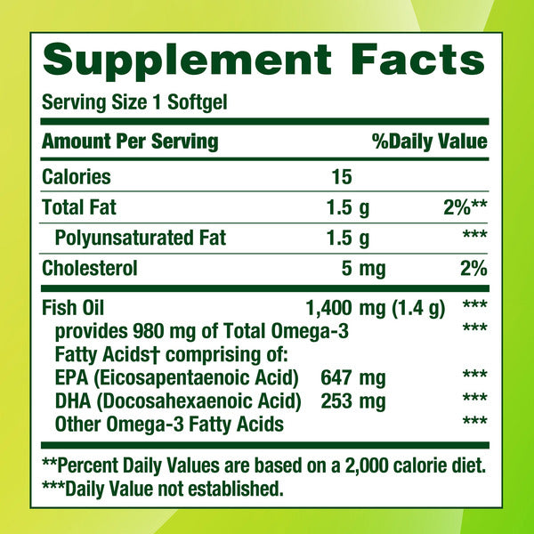 Nature's Bounty Fish Oil 1,400 mg, 130 Coated Softgels