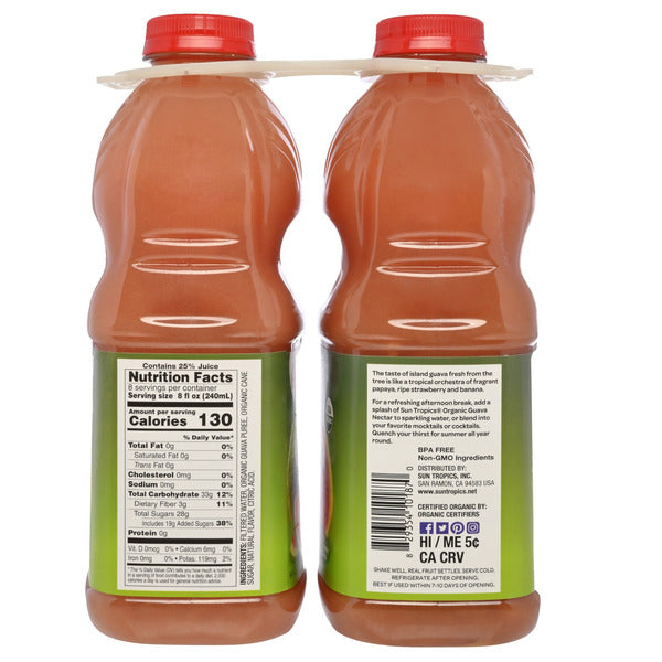Sun Tropics Organic Guava Nectar, 64 fl oz, 2-count
