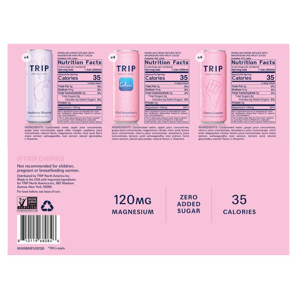 Trip Mindful Blend Sparkling Drink Cans, 12 fl oz, 12-count