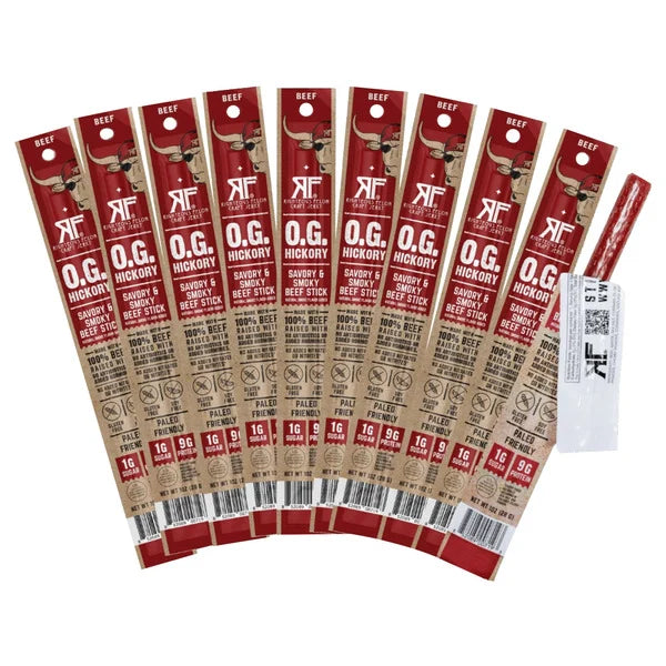 Righteous Felon Craft Jerky, O.G. Hickory Beef Stick, 1 oz, 12-count