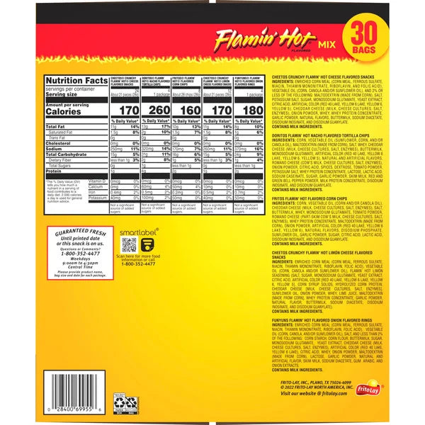 Frito-Lay Flamin' Hot Mix, Variety Pack, 30 ct