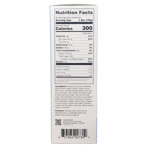 G2G Coconut Almond Bliss Protein Bars, 2.47 oz, 8-count