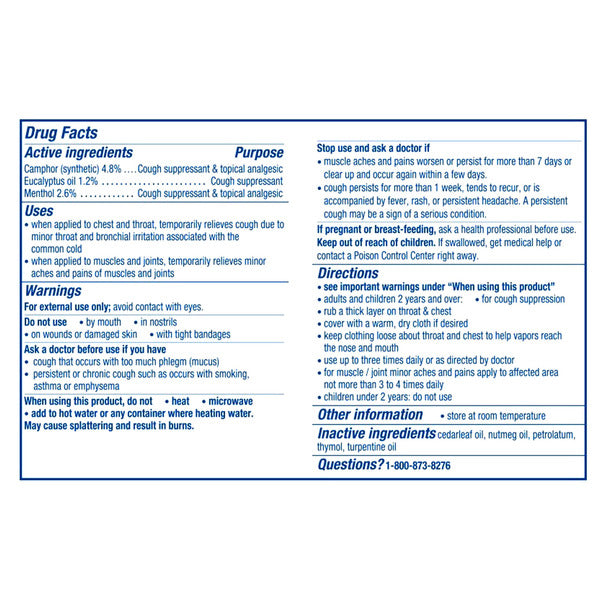 Vicks VapoRub Cough Suppressant & Topical Analgesic, 3.53 oz, 2 count