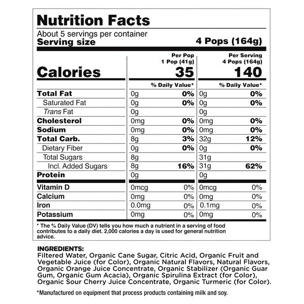 JonnyPops Organic Frozen Pops, Enchanted Fruit Punch, 1.4 fl oz, 18-count
