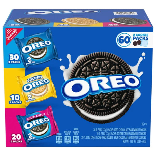 OREO Sandwich Cookies, Chocolate and Golden Variety Pack, 60 ct