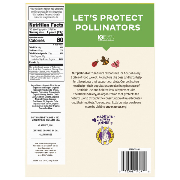 Annie's Organic Bees Bugs & Butterflies Snacks, .7oz, 50-count