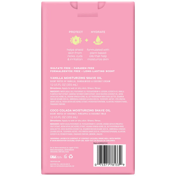 Tree Hut Moisturizing Shave Oil, Vanilla and Coco Colada, 12 fl oz, 2-pack