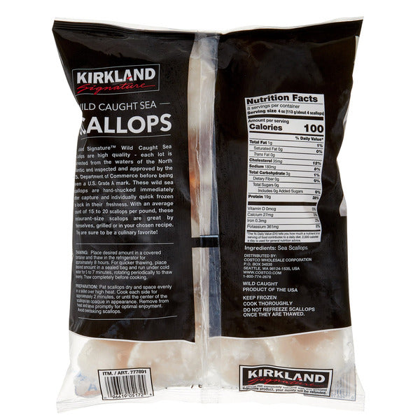 Kirkland Signature Wild Caught Raw Sea Scallops, 2 lb