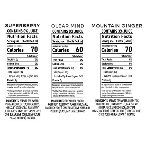 Brew Dr. Organic Kombucha Variety Pack, 14 fl oz, 6-count