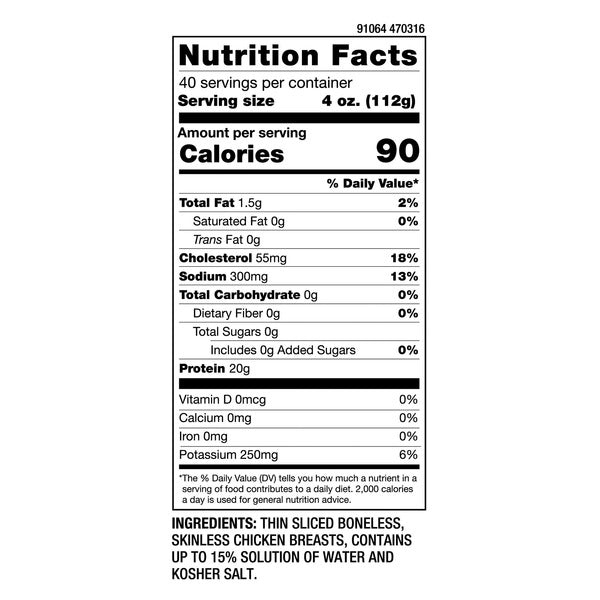 Kirkland Signature Thin Sliced Chicken Breasts, Boneless Skinless, 10 lb