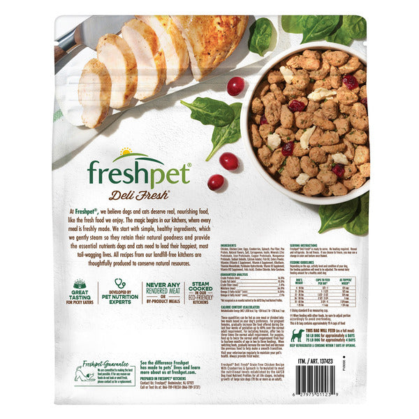 Freshpet Deli Fresh Dog Food, Chicken with Cranberries & Spinach, 6 lbs