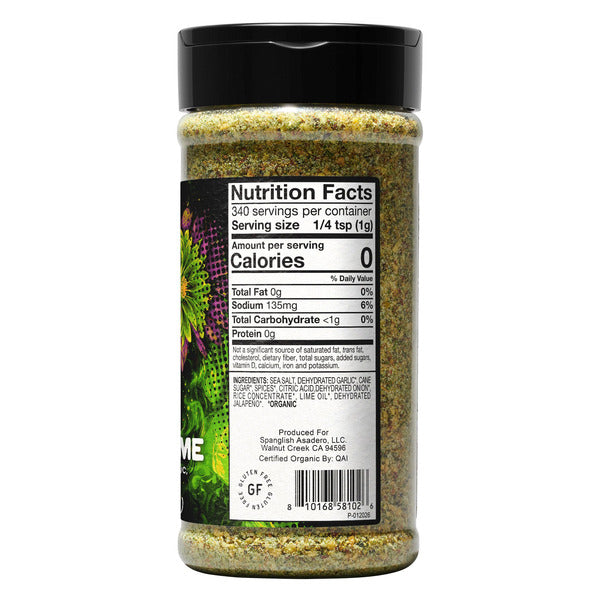 Spanglish Asadero Organic Garlic & Lime Seasoning, 12 oz
