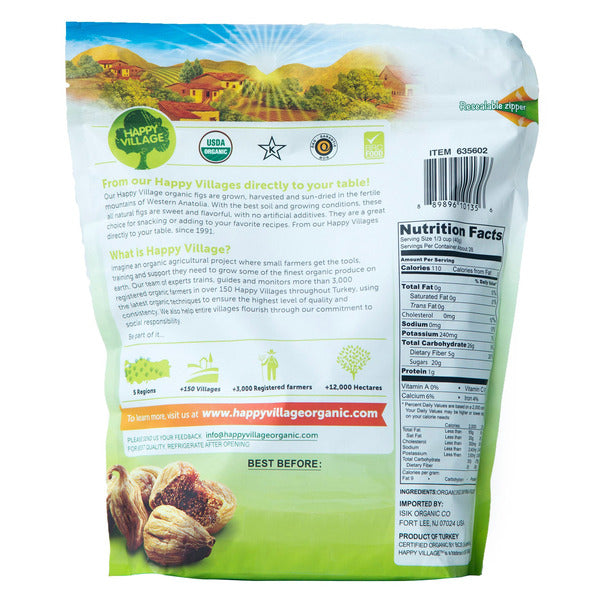 Happy Village Organic Dried Smyrna Figs, 40 oz