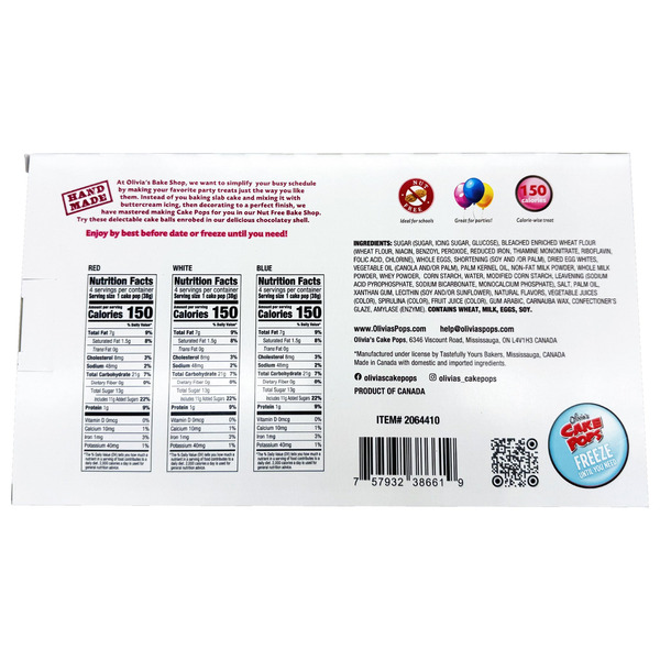 Olivia's Cake Pops Red, White & Blue Variety Pack, 12-count
