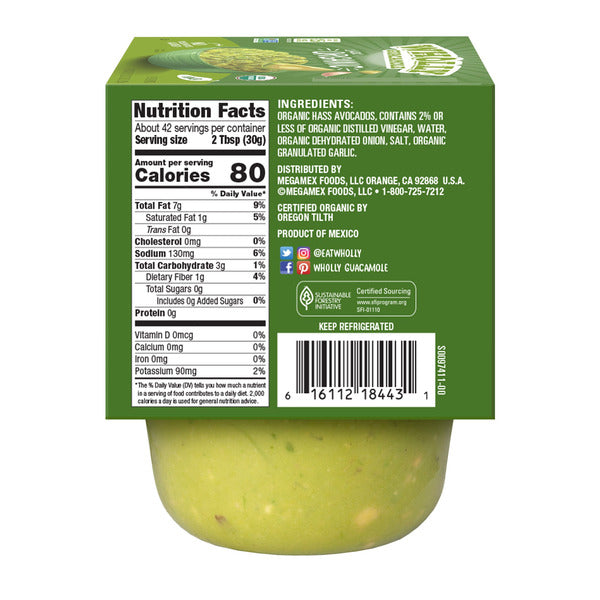 Wholly Guacamole Organic Mild Guacamole, 15 oz, 3-count
