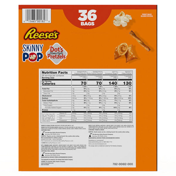 Sweet and Salty Grab and Go Variety Snack Pack, Popcorn and Pretzels, 36-count
