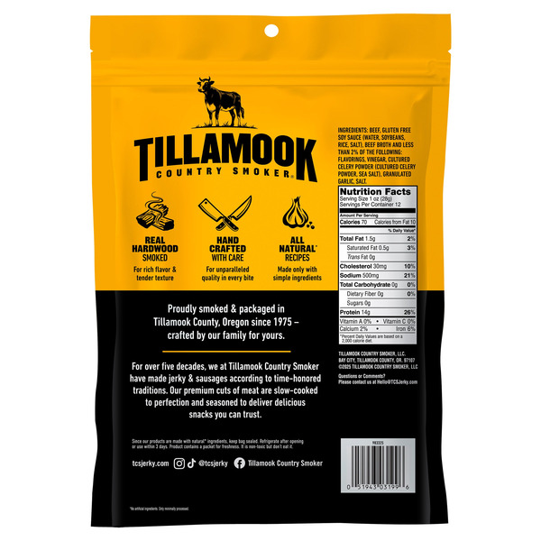 Tillamook Zero Sugar Beef Jerky, 12 oz