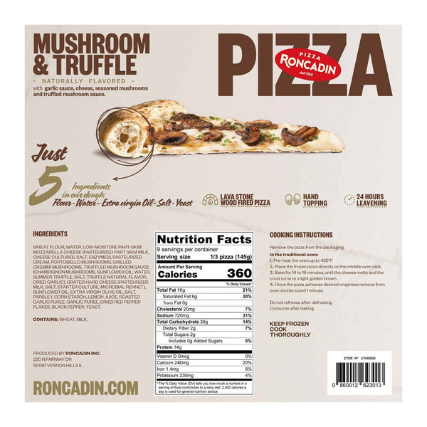 Roncadin Mushroom Truffle Pizza, 14 oz, 3-count