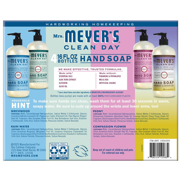 Mrs. Meyer's Hand Soap Clean Day Assortment, 16 fl oz, 4-pack
