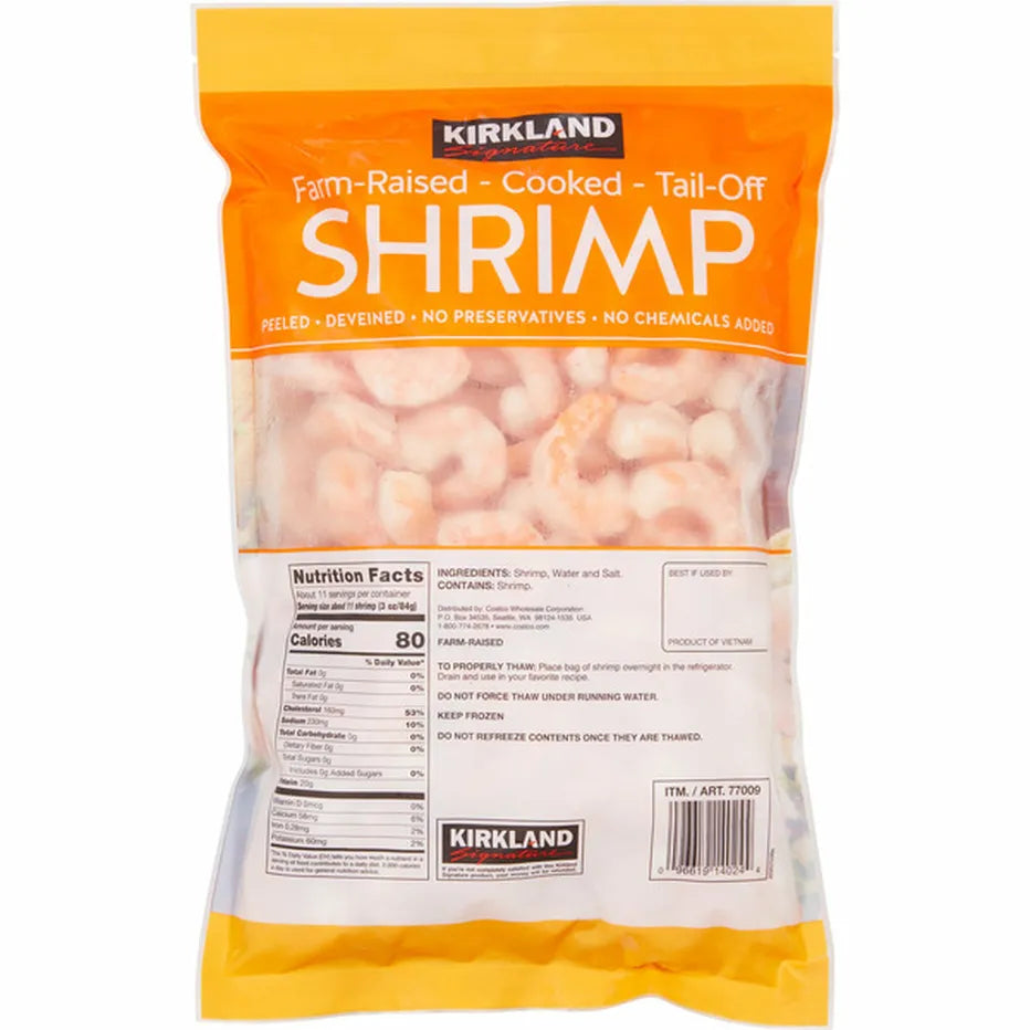 Kirkland Signature Cooked Shrimp, 50-70 Farm Raised Tail Off, 2 lb