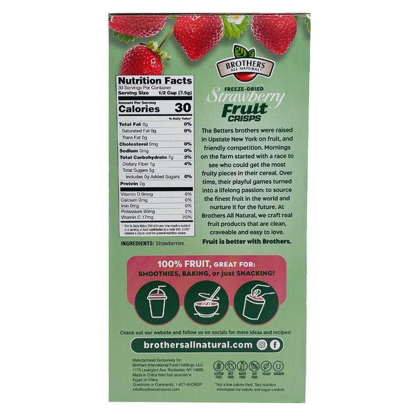 Brothers Freeze Dried Strawberry Crisps, 4 oz, 2-count