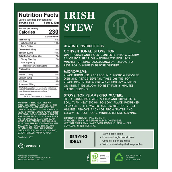 Ruprecht's Irish Beef Stew ($6.99/lb)