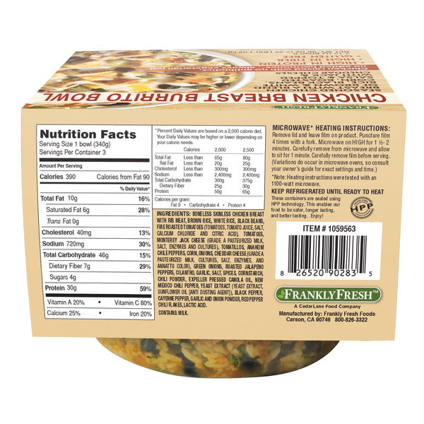 Frankly Fresh Chicken Breast Burrito Bowl, 12 oz, 3-count