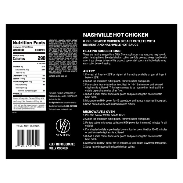 Ventera Nashville Hot Chicken, 5.33 oz, 6-count