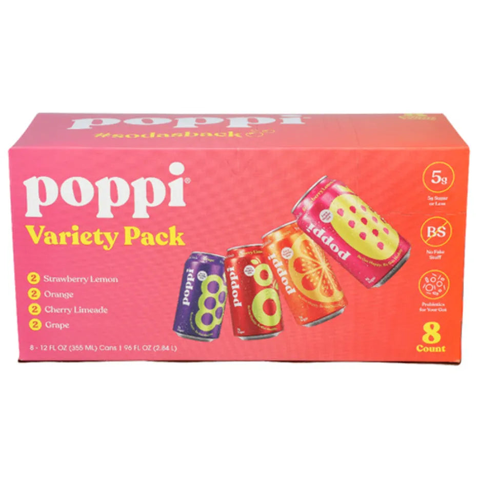 Poppi Prebiotic Variety Pack, 8 Count
