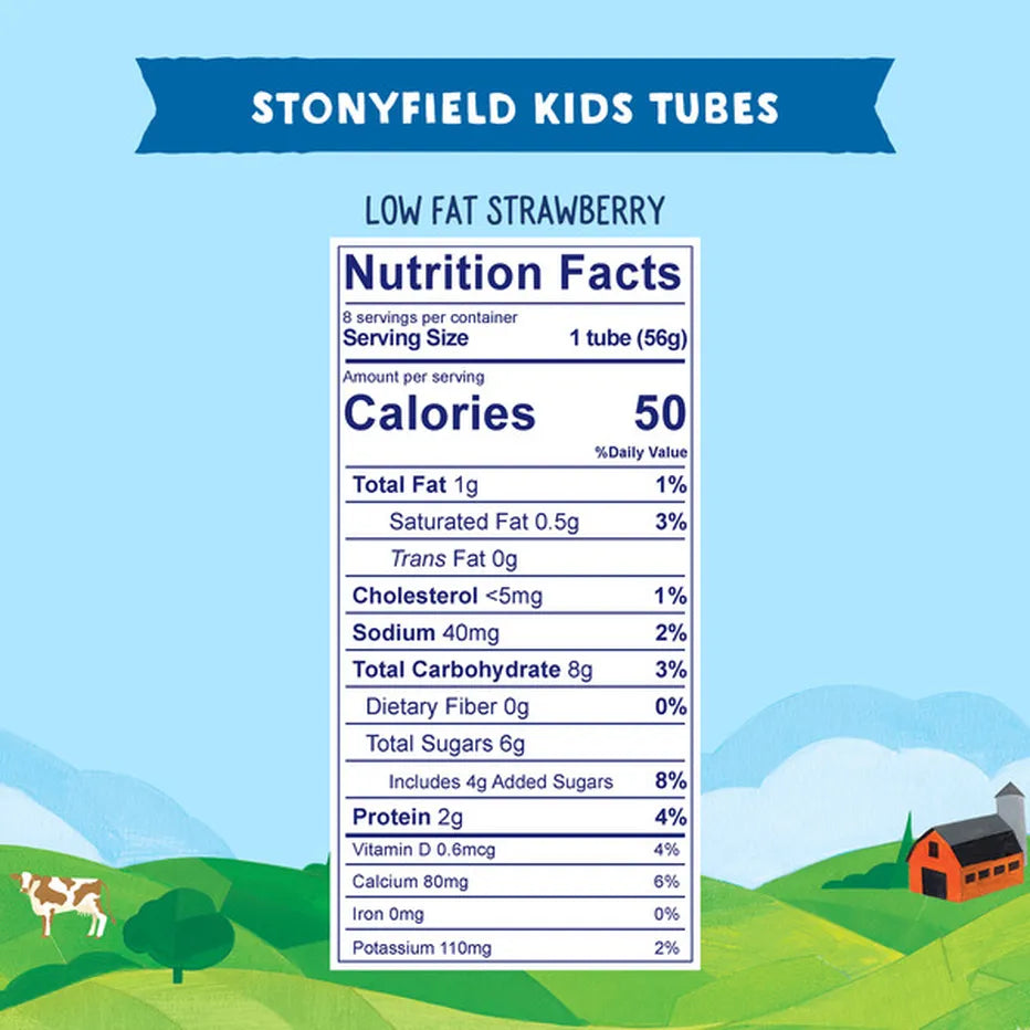 Stonyfield Organic Strawberry Low-fat Yogurt Tubes, 8 count