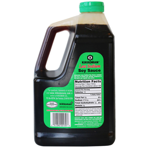 Kikkoman Soy Sauce, Less Sodium, 1.89 L