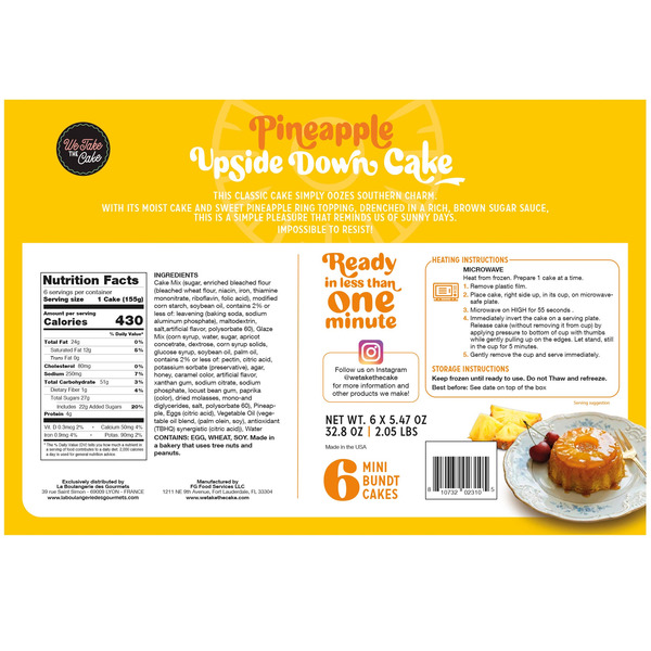 We Take the Cake Pineapple Upside Down Bundt Cakes, 5.47 oz, 6-count