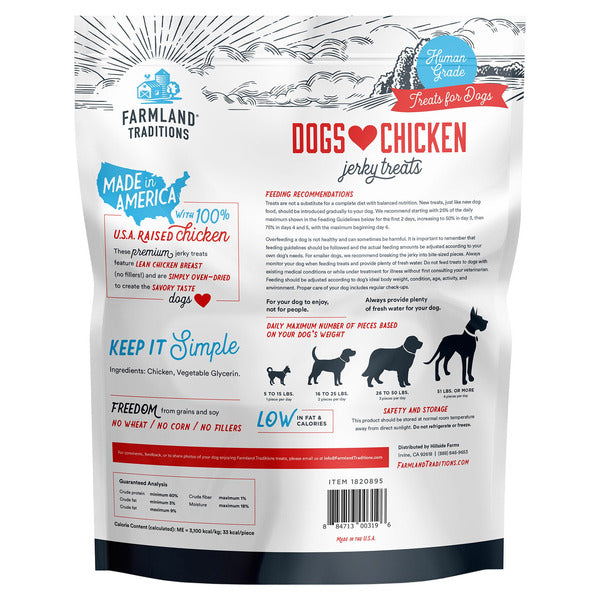 Farmland Traditions Dogs Love Chicken Jerky Treats, 3 lbs