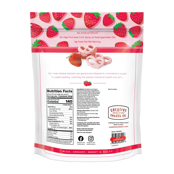 Creative Snacks Co. Strawberry and Yogurt Pretzels, 26 oz