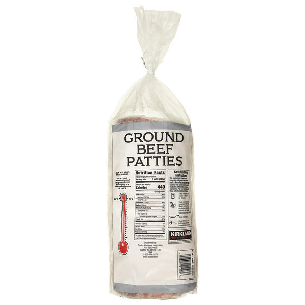Kirkland Signature Ground Beef Patties, 1/3 lb Patty, 18-count