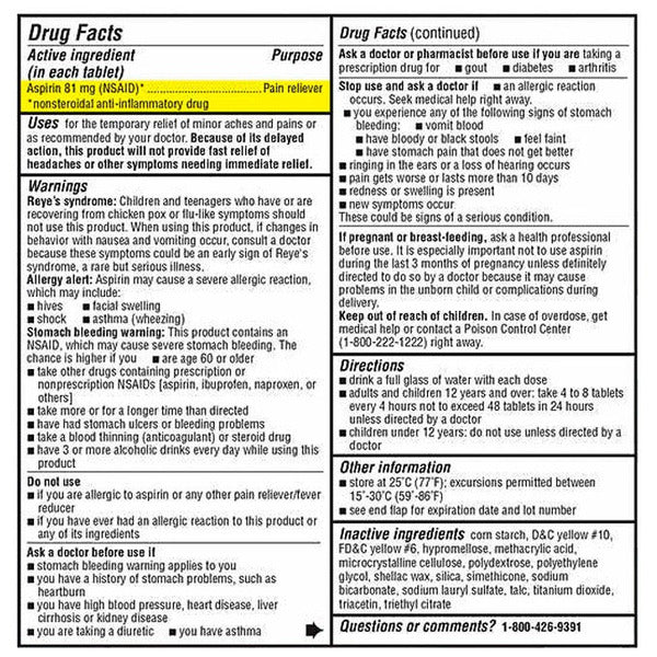 Kirkland Signature Low Dose Aspirin, 81 mg, 730 Tablets