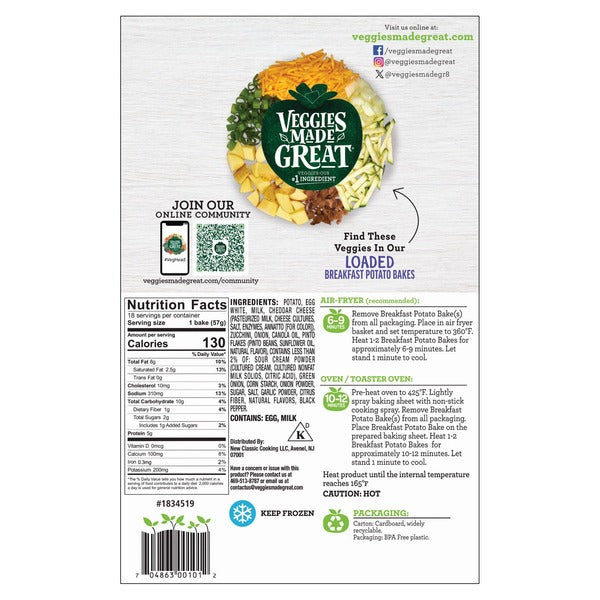 Veggies Made Great Loaded Breakfast Potato Bakes, 18-count
