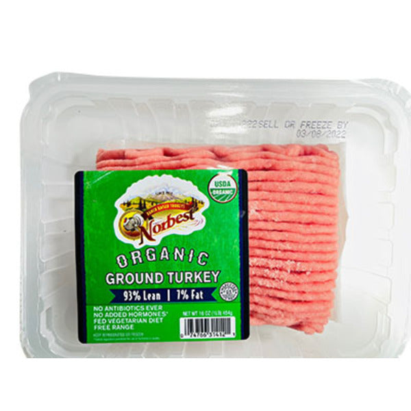 Norbest 93% Lean 1% Fat Organic Ground Turkey, 2 Count