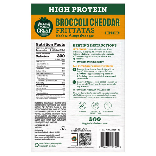 Veggies Made Great Broccoli Cheddar Frittatas, 2.59 oz, 12-count