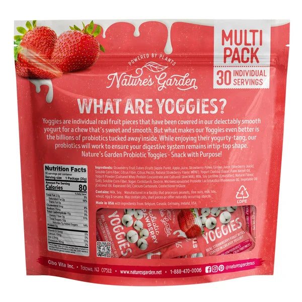 Nature's Garden, Probiotic Strawberry Yoggies, 0.7 oz, 30 Count