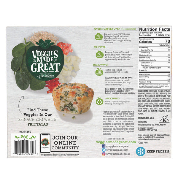 Veggies Made Great Spinach Egg White Frittatas, 20-count