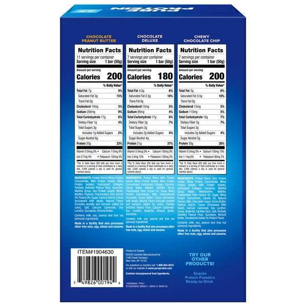 Pure Protein Bars, Variety Pack, 1.76 oz, 25 Count