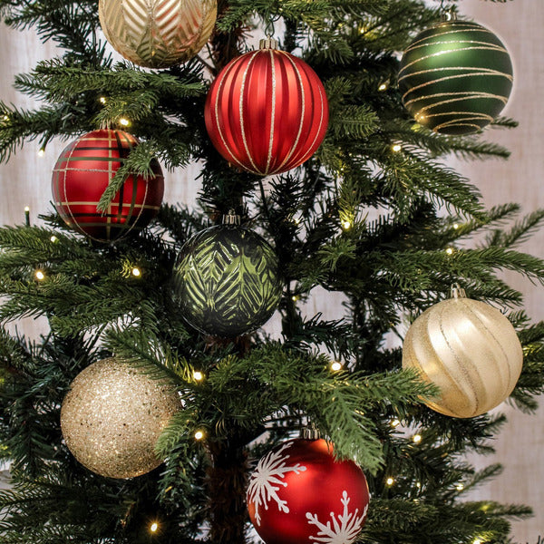 Shatter Resistant Ornaments, 18-count, Red & Green Collection