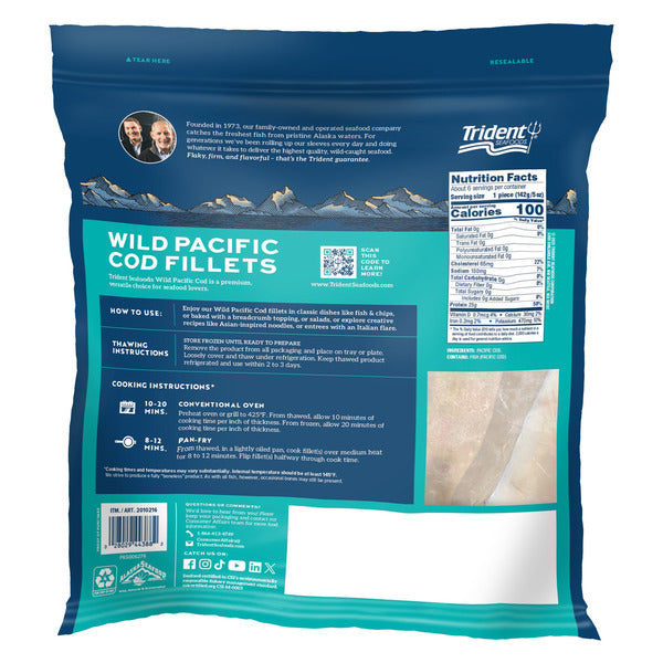 Trident Seafoods Wild Pacific Cod Fillets, 32 oz