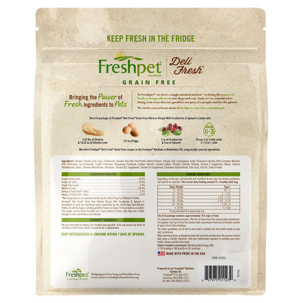 Freshpet Deli Fresh Dog Food, Chicken Recipe, 6 lbs